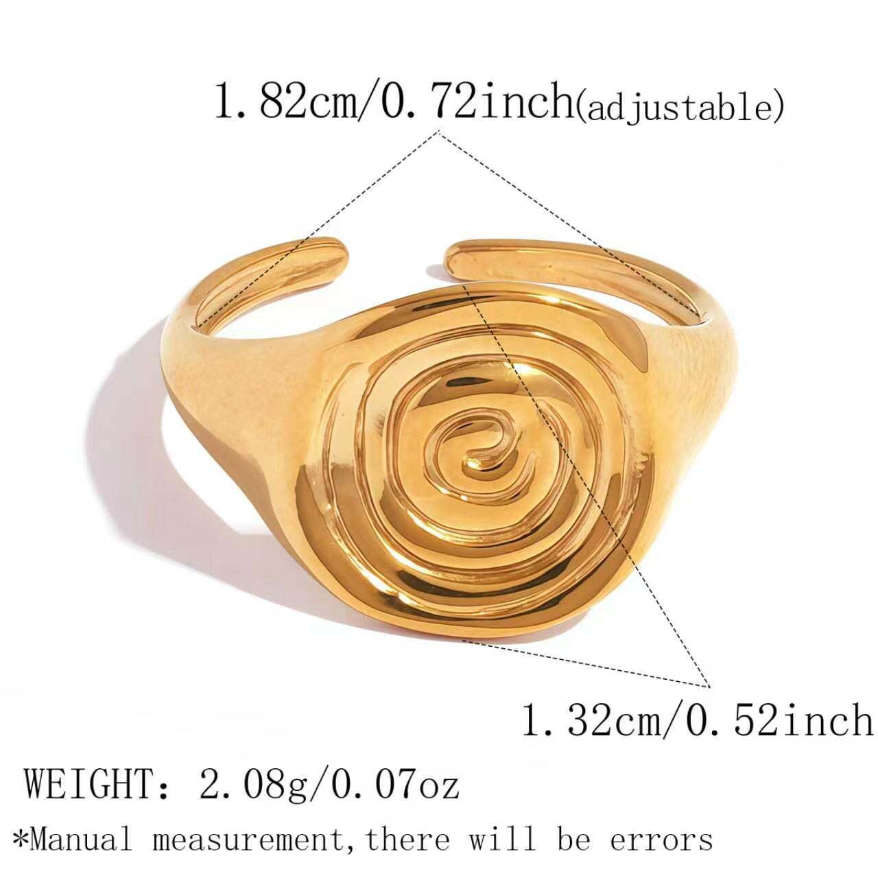 Simple Series Retro Circle Stainless Steel Waterproof   Gold Color  Women's Statement Rings 