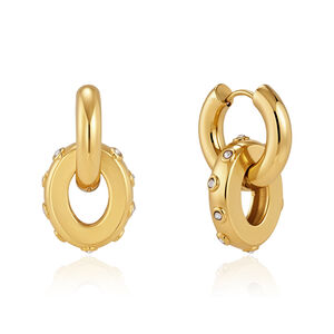 Pendientes colgantes para mujer de la serie Simple, de forma irregular y diseño retorcido, de acero inoxidable, resistentes al agua y color dorado. h5 Imagen5