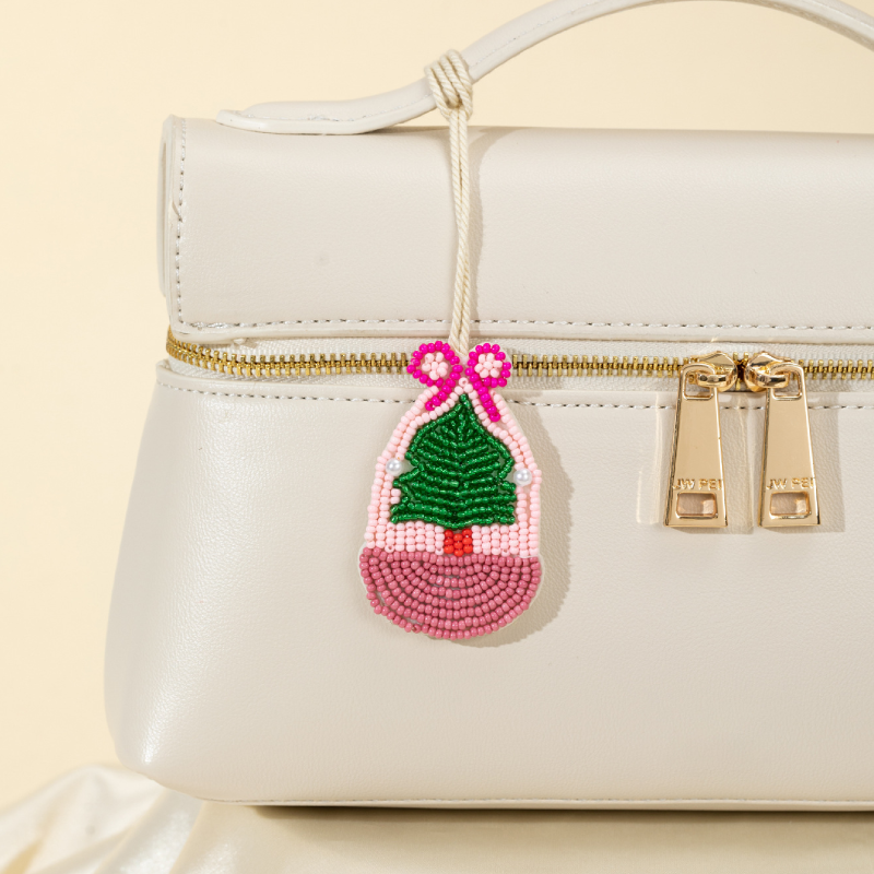 Porte-clés en tissu tissé à motifs végétaux multicolores, collection luxueuse et décontractée de Noël Image2