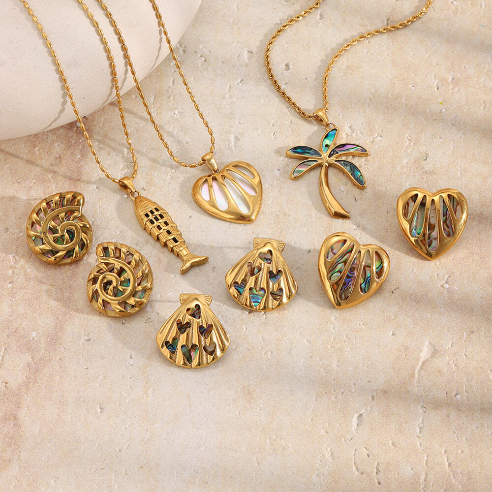 Romantic Series Oceanic Style Shell Fish Stainless Steel Waterproof Gold Color Women's Jewelry Sets Picture3