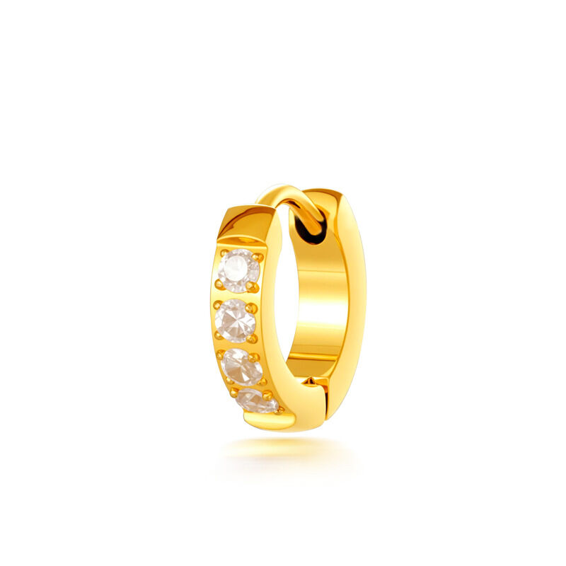 Simple Series Kreisförmige, wasserdichte, goldfarbene Zirkonia-Ohrringe aus Edelstahl für Damen h5 