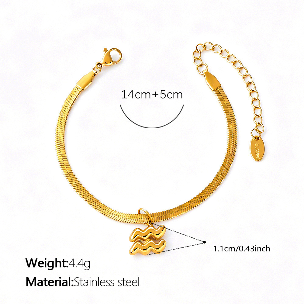 Simple Series Daily Constellation Stainless Steel Waterproof   Gold Color  Women's Charm Bracelets Picture2