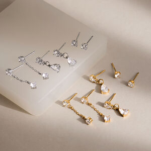 Simple Series Tassel Circle Stainless Steel Waterproof Gold Color Zircon Women's Earring Sets h5 Picture5
