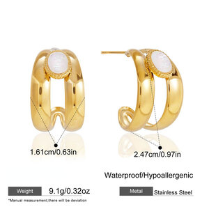 Simple Series Hollowed-Out Circle Stainless Steel Waterproof Gold Color Women's Stud Earrings h5