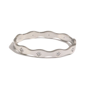 Classic Star Stainless Steel Waterproof Gold Color Rhinestone Women's Bangles h5 Picture3