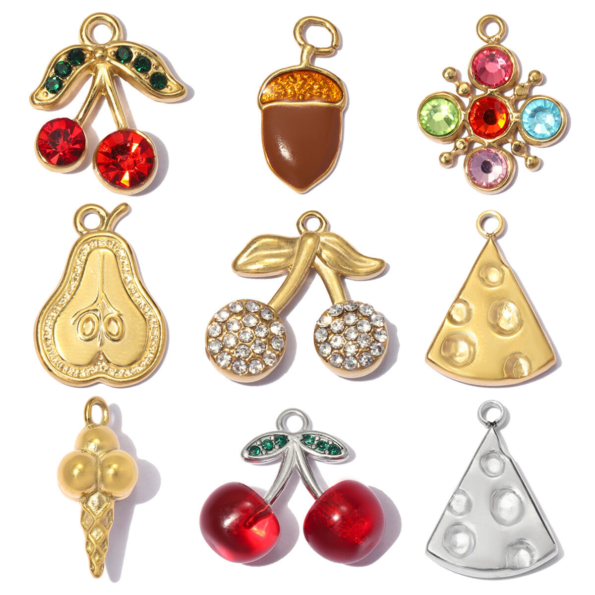 Colgantes para mujer de acero inoxidable color dorado, con forma irregular y diseño romántico, hechos a mano. h5 Imagen4