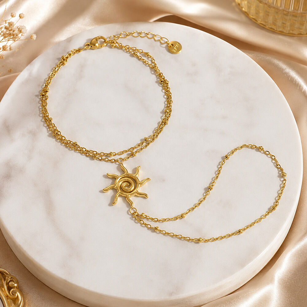 Sun Stainless Steel Waterproof Gold Color Women's Hand Chain h5 Picture2