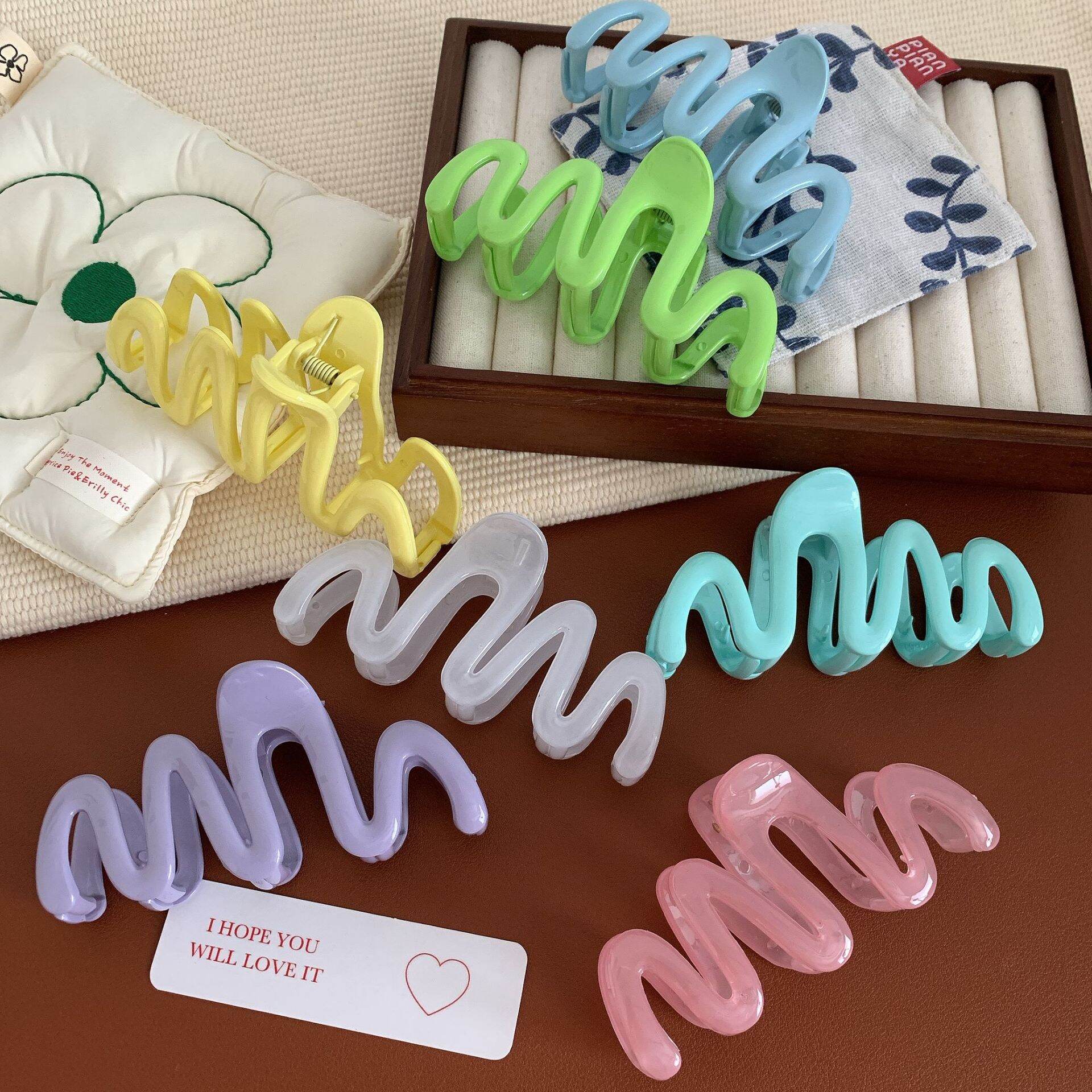 Simple Series Daily Solid Color Lines Acrylic Hair Claws h5 Picture2
