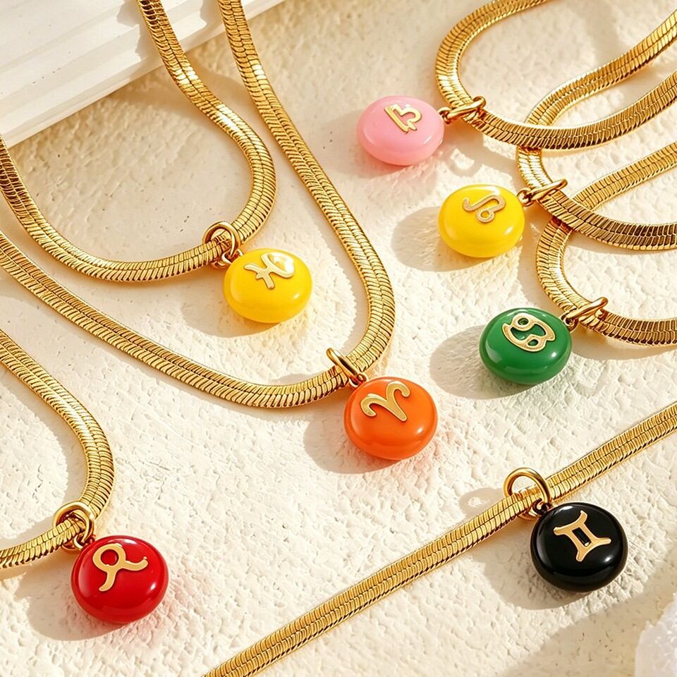 Simple Series Daily Constellation Stainless Steel Waterproof   Gold Color  Women's Pendant Necklaces h5 Picture2