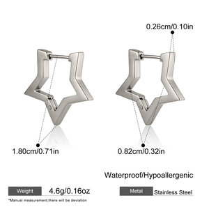 Simple Series Classic Heart Star Stainless Steel Waterproof Gold Color Women's Hoop Earrings h5