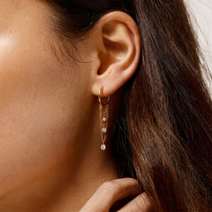Pendientes colgantes para mujer de la serie Simple Daily Tassel, de acero inoxidable, resistentes al agua y color dorado. h5 Imagen3