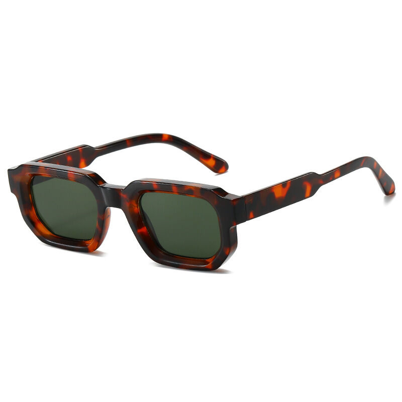 Simple Series Retro Düz Renk Leopar Desenli Gradyan Renk Güneş Gözlüğü Resim2