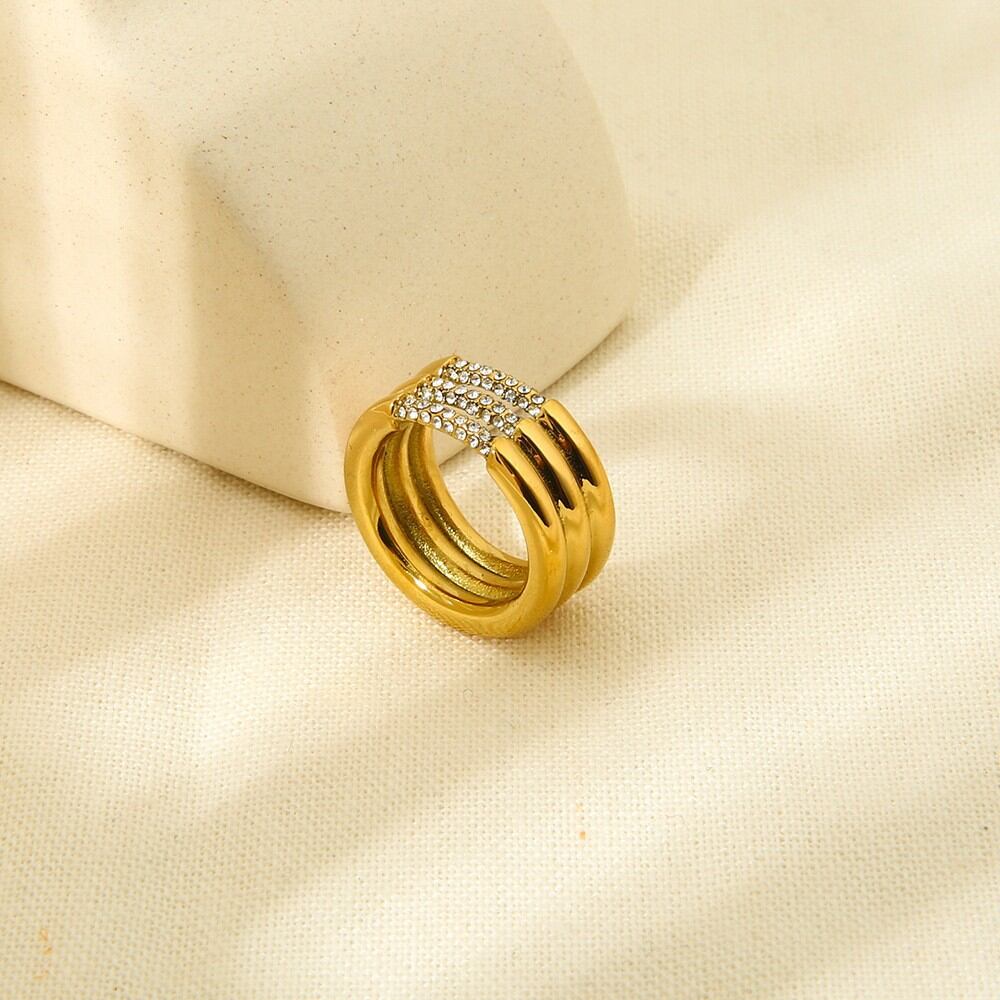 Simple Series Daily Geometric Shape Stainless Steel Waterproof Statement Rings Picture4
