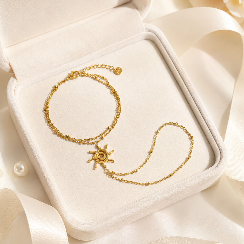 Sun Stainless Steel Waterproof Gold Color Women's Hand Chain h5Picture3