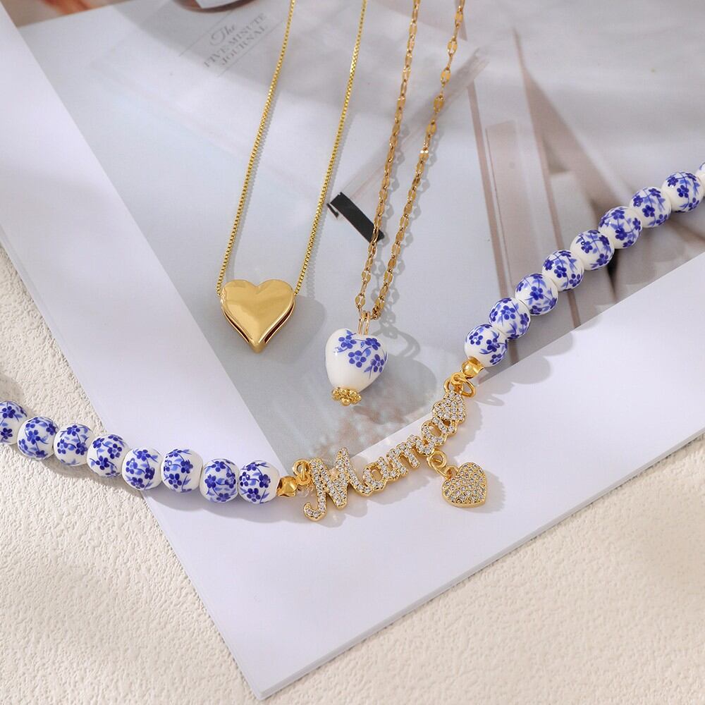 Ethnic Series Retro Heart Beads Copper Zircon Women's Beaded Necklaces Picture2