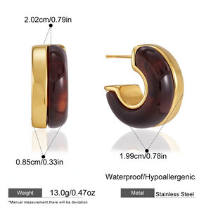Boucles d'oreilles puces rondes rétro en résine pour femmes, collection Simple Series h5