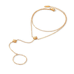 Simple Series Daily Patchwork Stainless Steel Waterproof Gold Color Zircon Women's Hand Chain h5