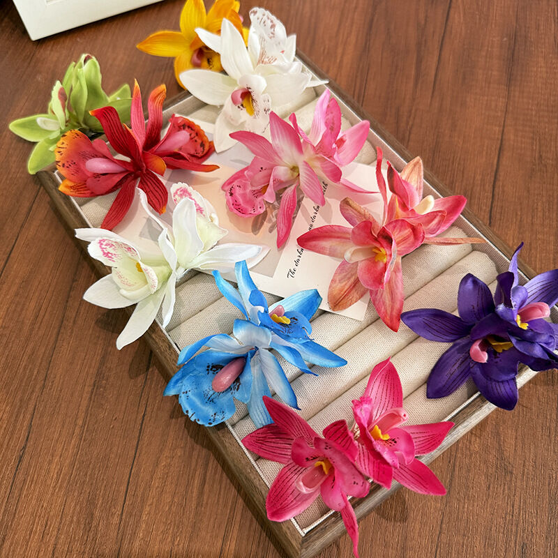 Pinzas para el cabello de tela con estampado floral degradado de la serie romántica "Vacaciones" h5 Imagen2