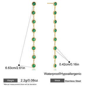 Luxurious Series Simple Tassel Stainless Steel Waterproof Gold Color Zircon Women's Dangle Earrings h5
