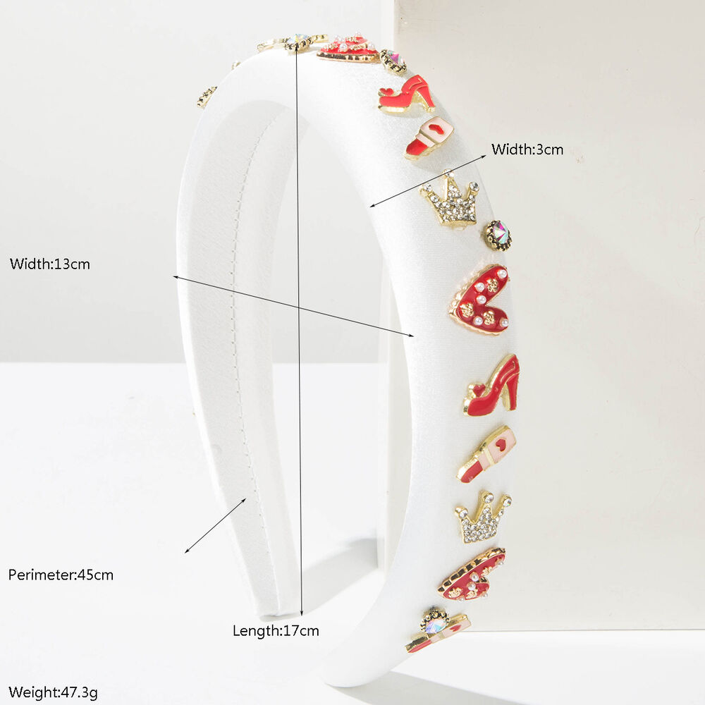 Romantic Series Sweet Heart Crown Fabric Rhinestone Hair Bands Picture3