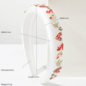 Romantic Series Sweet Heart Crown Fabric Rhinestone Hair Bands h5 Picture3