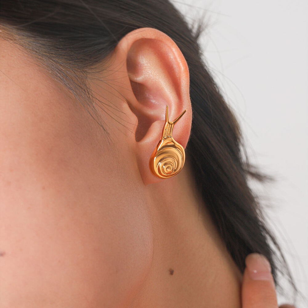 Simple Series Niedliche Schnecken-Ohrstecker aus Edelstahl, wasserdicht, goldfarben, für Damen h5Bild3