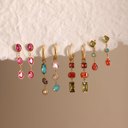 Luxurious Series Simple Tassel Stainless Steel Waterproof Gold Color Zircon Women's Dangle Earrings