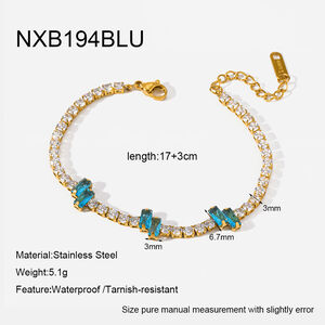 Stainless Steel Waterproof Gold Color Zircon Women's Chain Bracelets h5