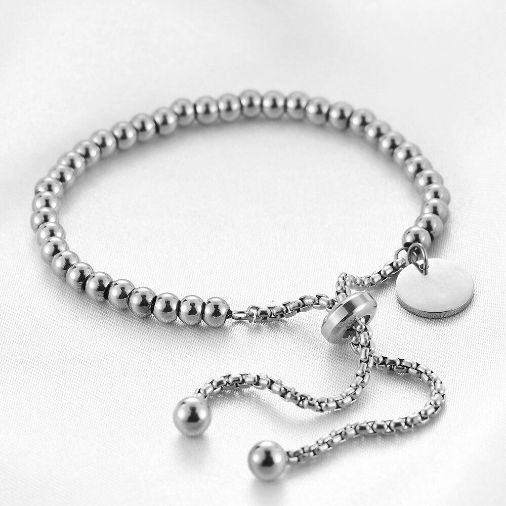 Pulseras de cuentas para mujer de la serie Simple Casual Beads, de acero inoxidable, impermeables y de color dorado. h5Imagen2