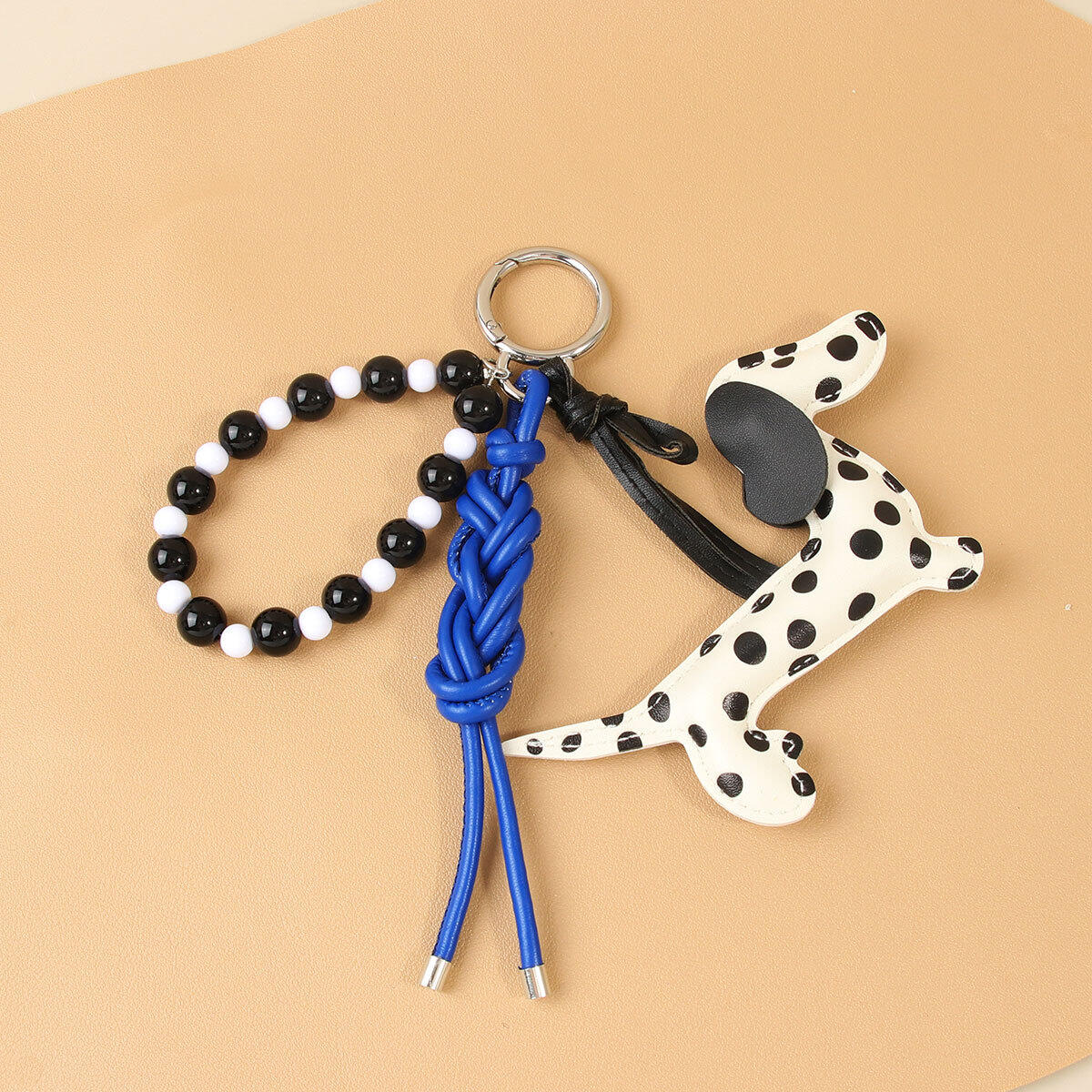 Simple Series Cute Animal Dachshund Twist Polka Dots Beads Premium Quality Pu Bag Charms h5 Picture4