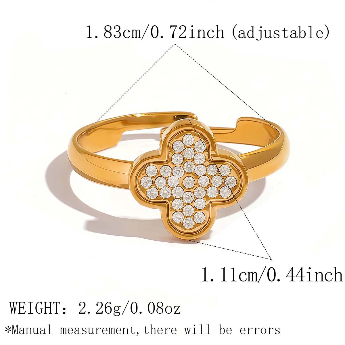 Daily Irregular Shape Heart Clover Butterfly Stainless Steel Waterproof Gold Color Women's Statement Rings