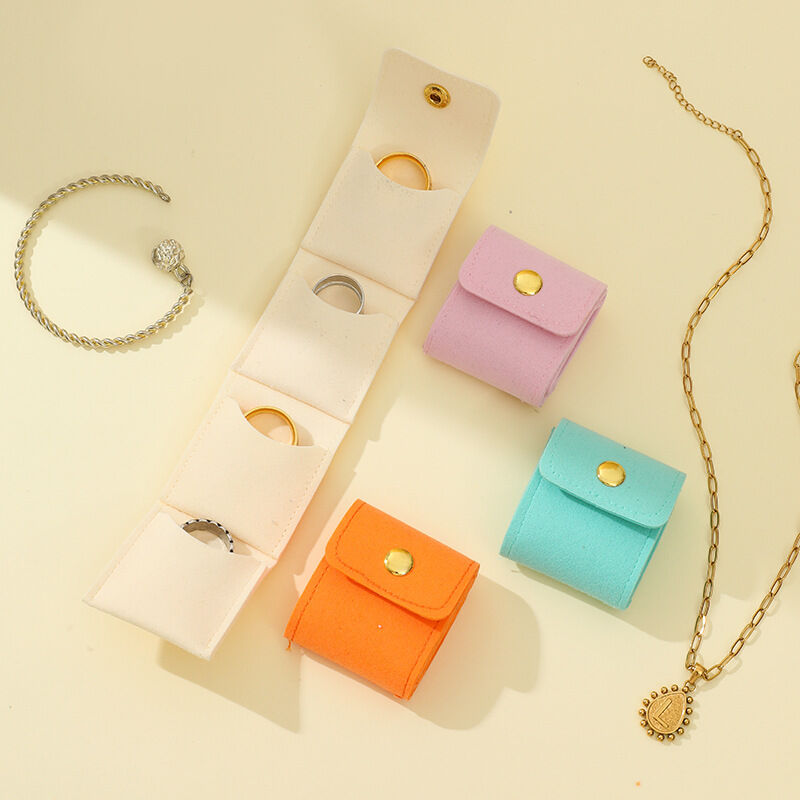 Bolsas de joyería de PU elegantes de color liso de la serie Simple h5Imagen2