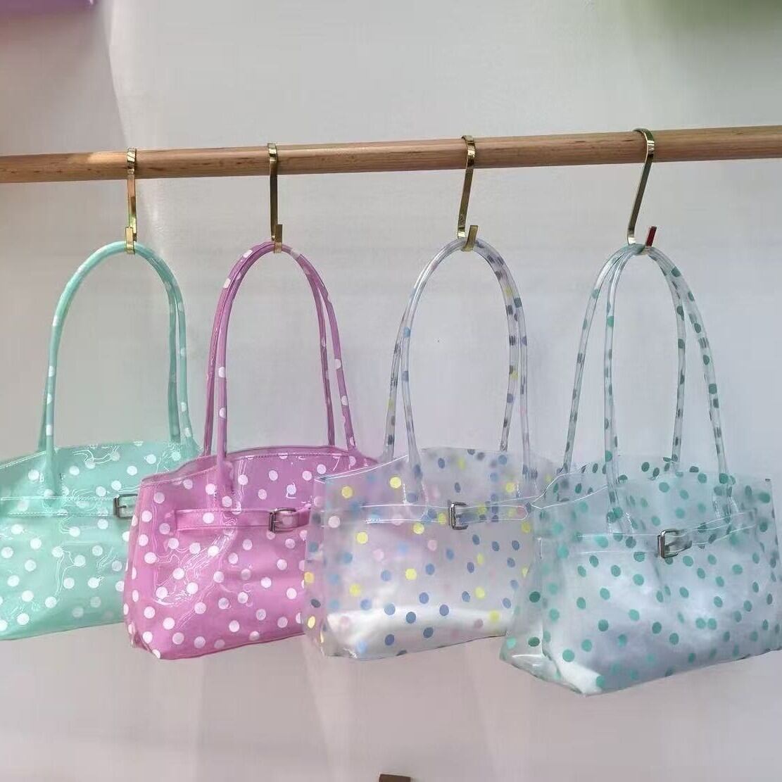 Sac carré femme en PVC style décontracté / transparent imprimé à pois uni h5 Image3