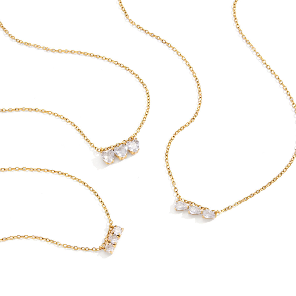 Colliers pendentifs pour femmes, collection Luxueuse, motif cœur simple en patchwork, acier inoxydable, couleur or, zircon, étanches h5 Image5