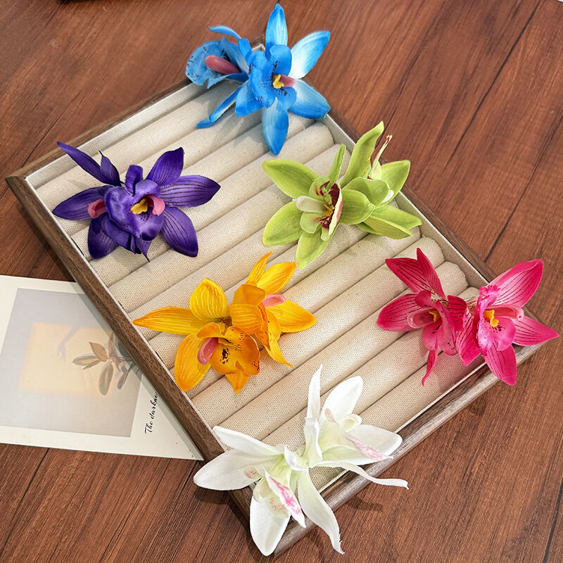 Pinzas para el cabello de tela con estampado floral degradado de la serie romántica "Vacaciones" h5 Imagen3