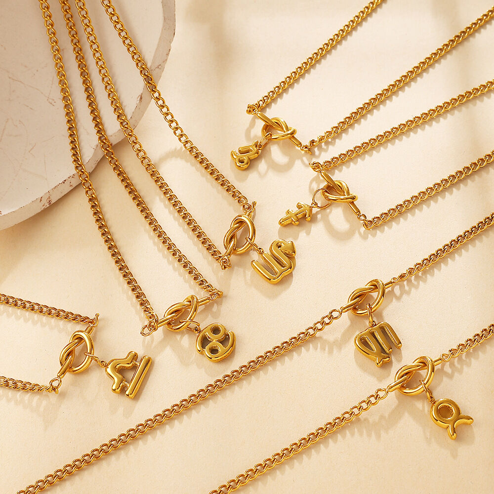 Simple Series Daily Constellation Stainless Steel Waterproof   Gold Color  Women's Pendant Necklaces h5 Picture3