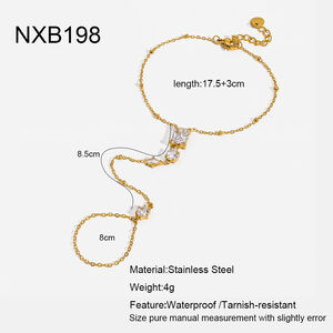 Simple Series Elegant Geometric Shape Stainless Steel Waterproof Gold Color Zircon Women's Hand Chain h5