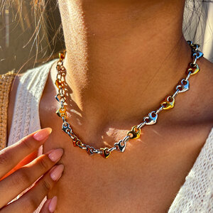 Simple Series Daily Heart Stainless Steel Waterproof Gold Color Women's Chain Necklaces h5 Picture3