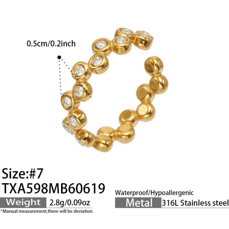 Luxurious Series Circle Stainless Steel Waterproof Gold Color Zircon Women's Earring Sets