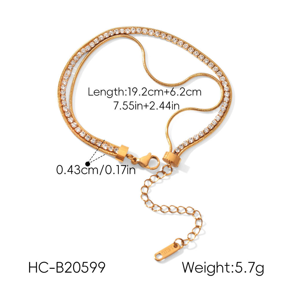 Simple Series Daily Chain Stainless Steel Waterproof Gold Color Zircon Women's Chain Bracelets Picture2