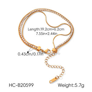 Simple Series Daily Chain Stainless Steel Waterproof Gold Color Zircon Women's Chain Bracelets h5 Picture2