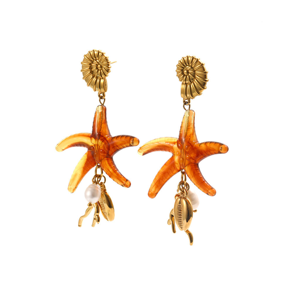Boucles d'oreilles pendantes pour femme, collection romantique, forme irrégulière, en acier inoxydable, étanches, couleur or Image4