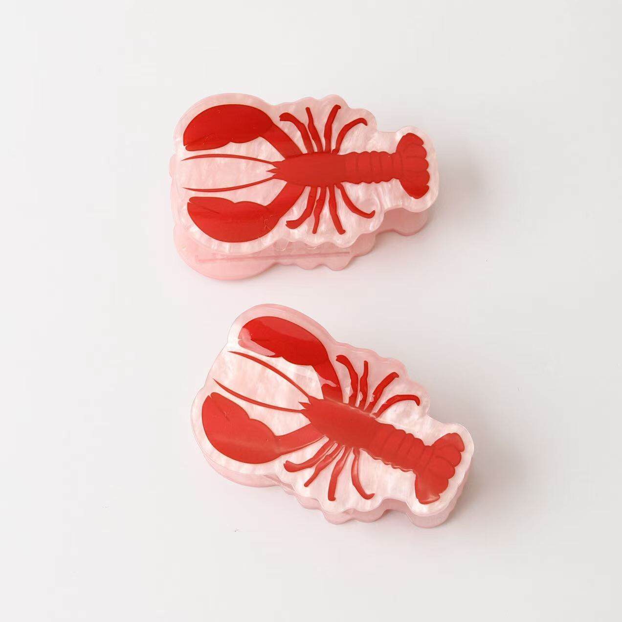 Garras de pelo de acetato de colores variados con diseño de animales oceánicos de la serie Simple Imagen2