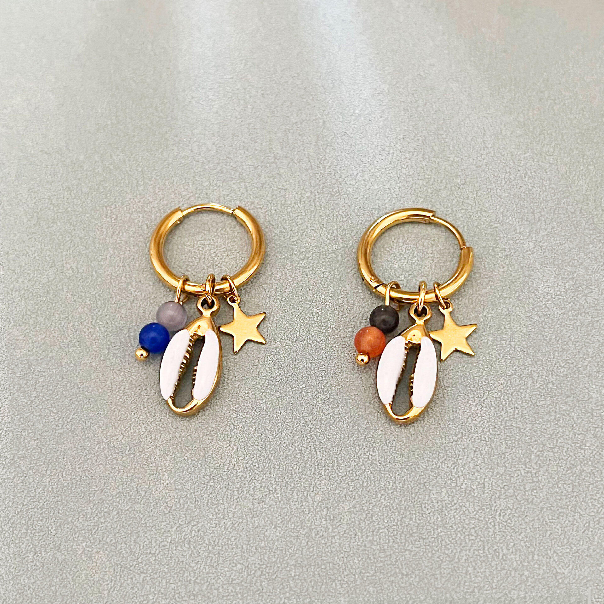 Boucles d'oreilles pendantes pour femmes, en acier inoxydable émaillé, couleur or, étanches. h5 