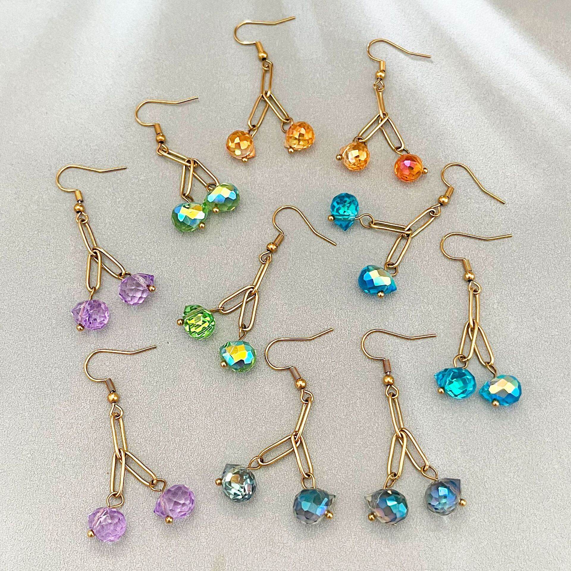 Boucles d'oreilles pendantes simples en cristal doré pour femmes h5 Image3