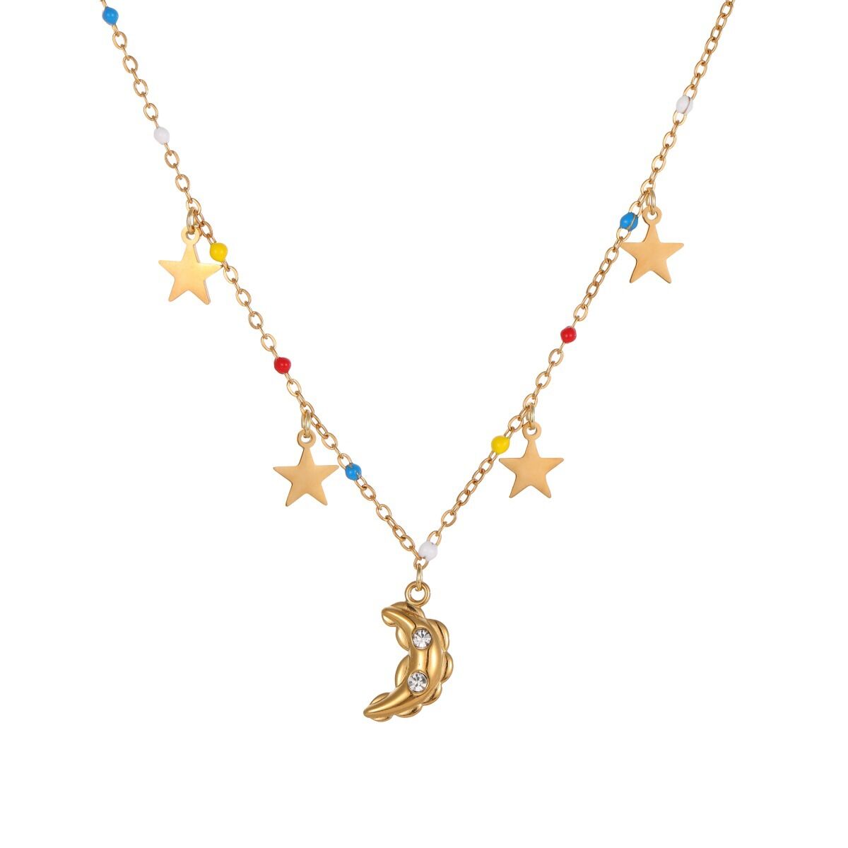 Colliers à maillons Simple Series Daily Star Chain Moon en acier inoxydable étanche couleur or pour femmes h5 Image5