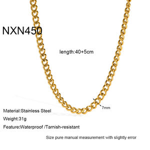 Cadena unisex de acero inoxidable impermeable de la serie Simple Daily Chain, color dorado. h5