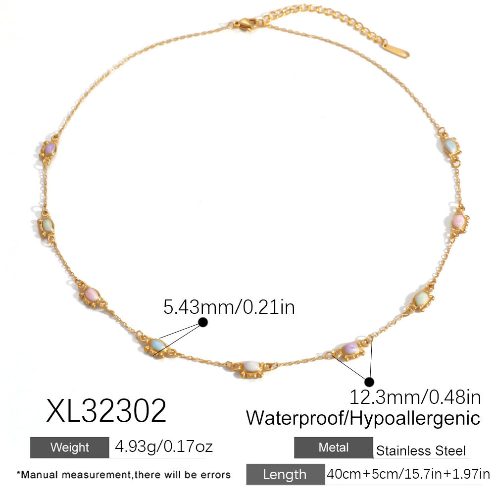 Halsketten-Sets für Damen im Ozean-Stil aus emailliertem Fischmotiv, Edelstahl, wasserdicht, goldfarben