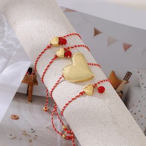 Simple Series Elegant Heart Woven Copper Gold Color Women's Braided Bracelets h5 Picture2