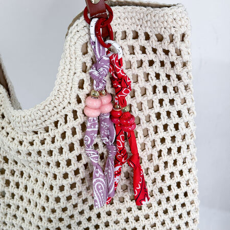 Ethnic Series Bohemian Solid Color Twist Beads Paisley Pattern Fabric Bag Charms 2